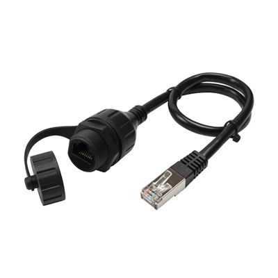 Vandtæt RJ45 8P8C han-til-hun Ethernet-forlængerpanelmonteringskabel